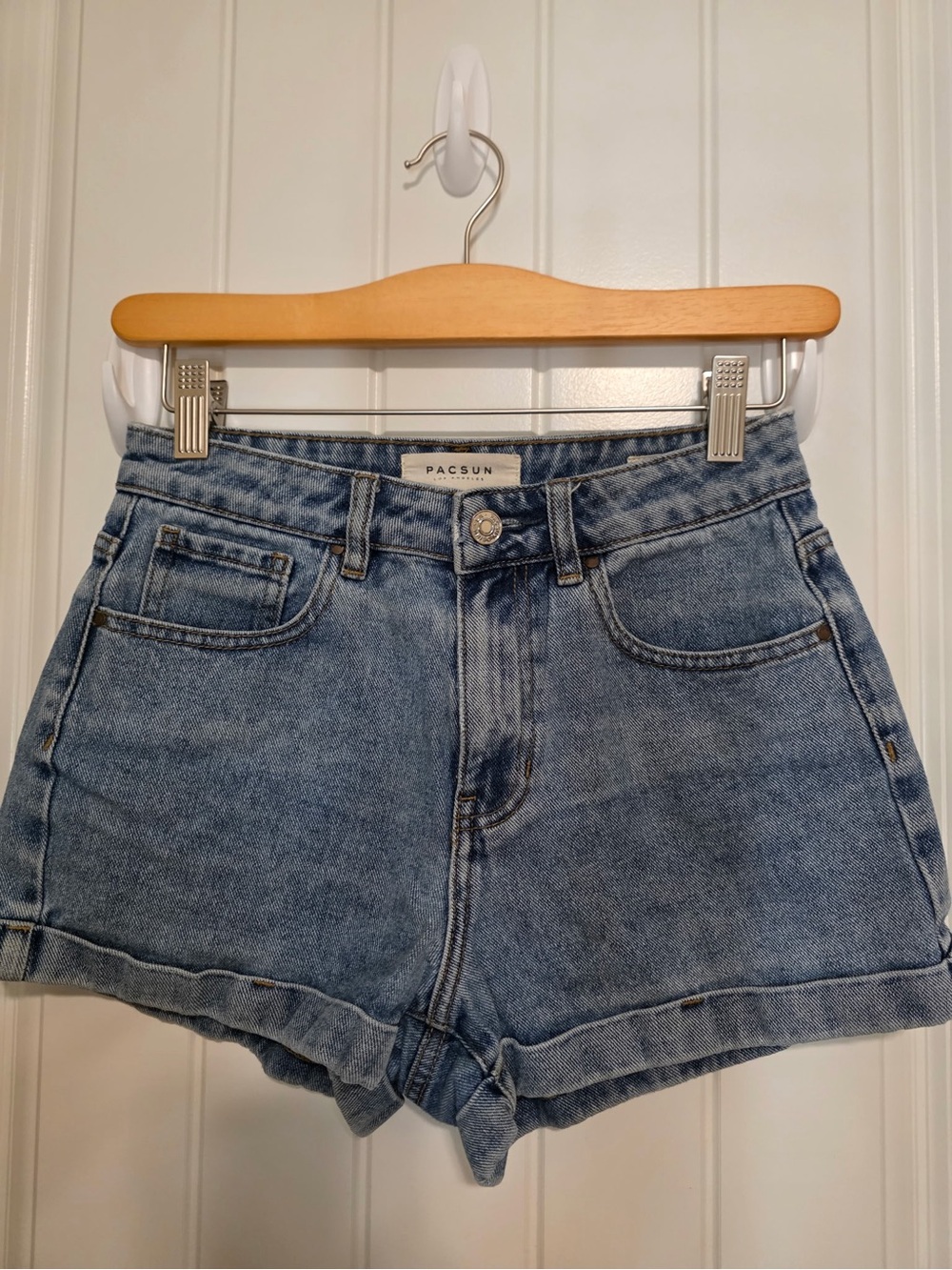 PacSun Washed Blue High-Rise Denim Shorts
